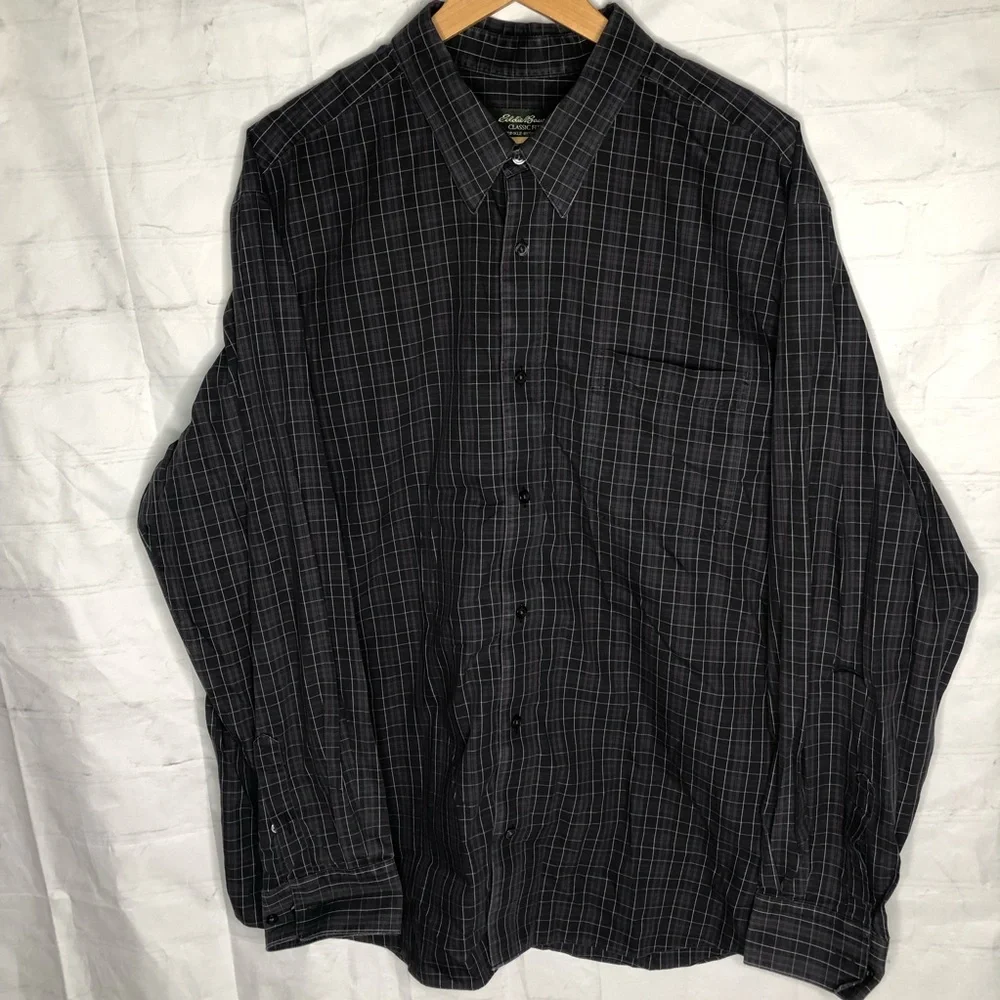 EDDIE BAUER Mens Classic Fit Wrinkle Resistant Button Front Shirt Size 2XL